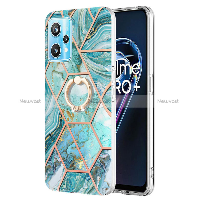 Silicone Candy Rubber Gel Fashionable Pattern Soft Case Cover with Finger Ring Stand Y04B for Realme 9 Pro 5G