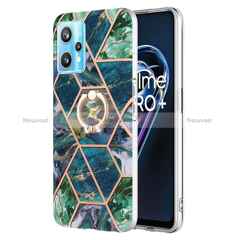 Silicone Candy Rubber Gel Fashionable Pattern Soft Case Cover with Finger Ring Stand Y04B for Realme 9 Pro+ Plus 5G