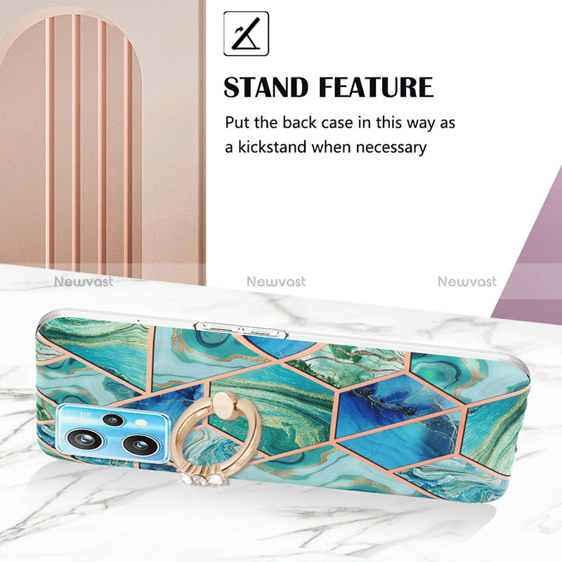 Silicone Candy Rubber Gel Fashionable Pattern Soft Case Cover with Finger Ring Stand Y04B for Realme Narzo 50 Pro 5G