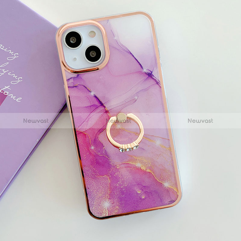 Silicone Candy Rubber Gel Fashionable Pattern Soft Case Cover with Finger Ring Stand Y05B for Apple iPhone 13