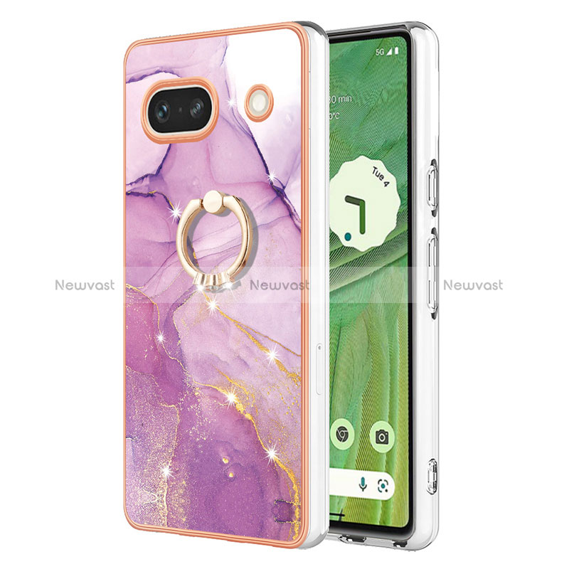 Silicone Candy Rubber Gel Fashionable Pattern Soft Case Cover with Finger Ring Stand Y05B for Google Pixel 7a 5G