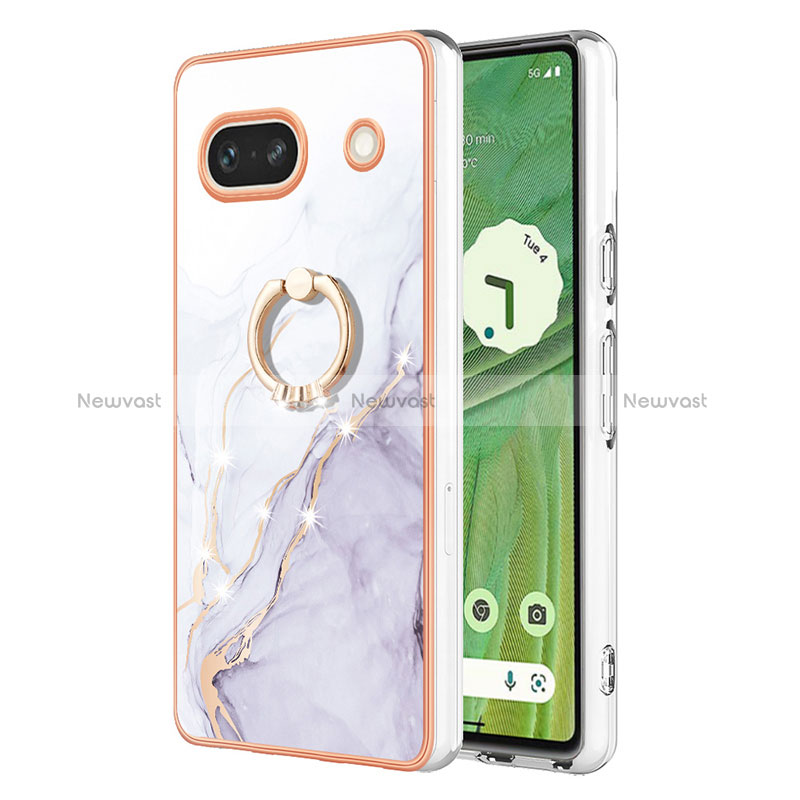 Silicone Candy Rubber Gel Fashionable Pattern Soft Case Cover with Finger Ring Stand Y05B for Google Pixel 7a 5G