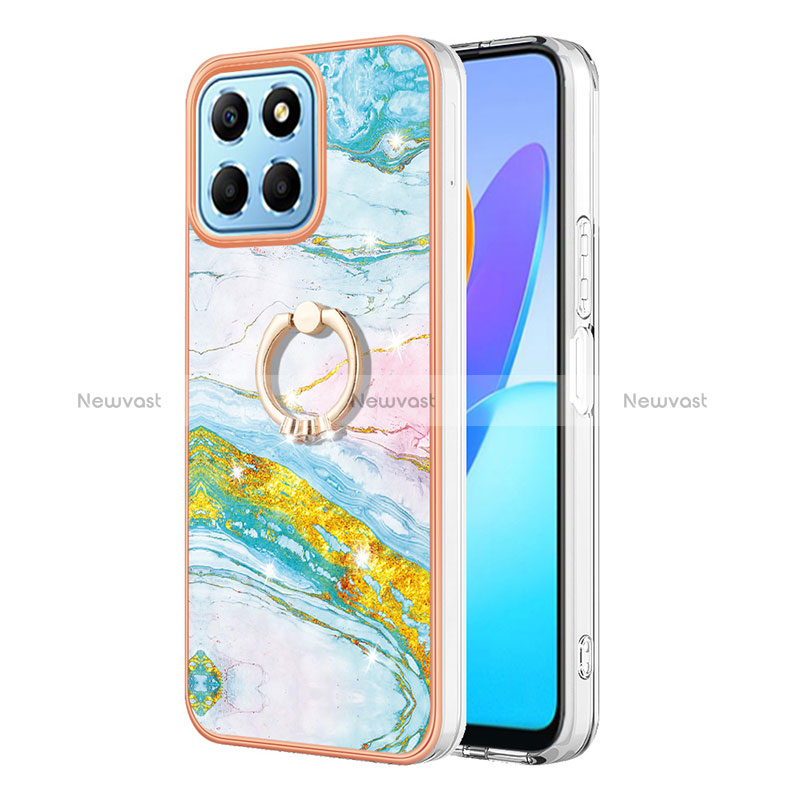 Silicone Candy Rubber Gel Fashionable Pattern Soft Case Cover with Finger Ring Stand Y05B for Huawei Honor 70 Lite 5G Colorful