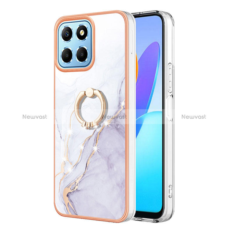 Silicone Candy Rubber Gel Fashionable Pattern Soft Case Cover with Finger Ring Stand Y05B for Huawei Honor 70 Lite 5G White