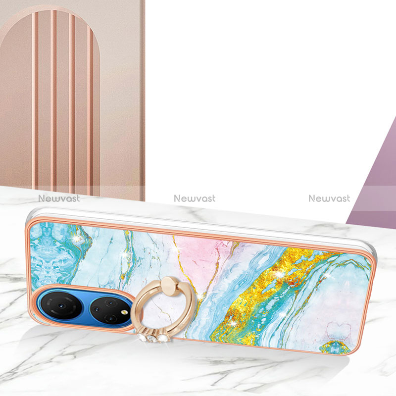 Silicone Candy Rubber Gel Fashionable Pattern Soft Case Cover with Finger Ring Stand Y05B for Huawei Honor X7