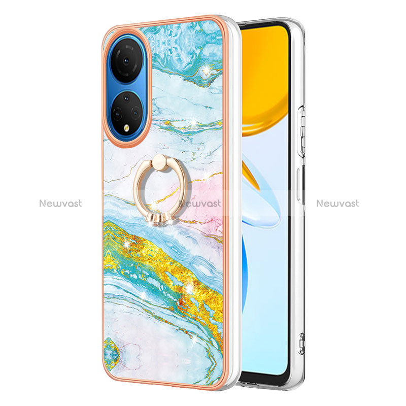 Silicone Candy Rubber Gel Fashionable Pattern Soft Case Cover with Finger Ring Stand Y05B for Huawei Honor X7 Colorful