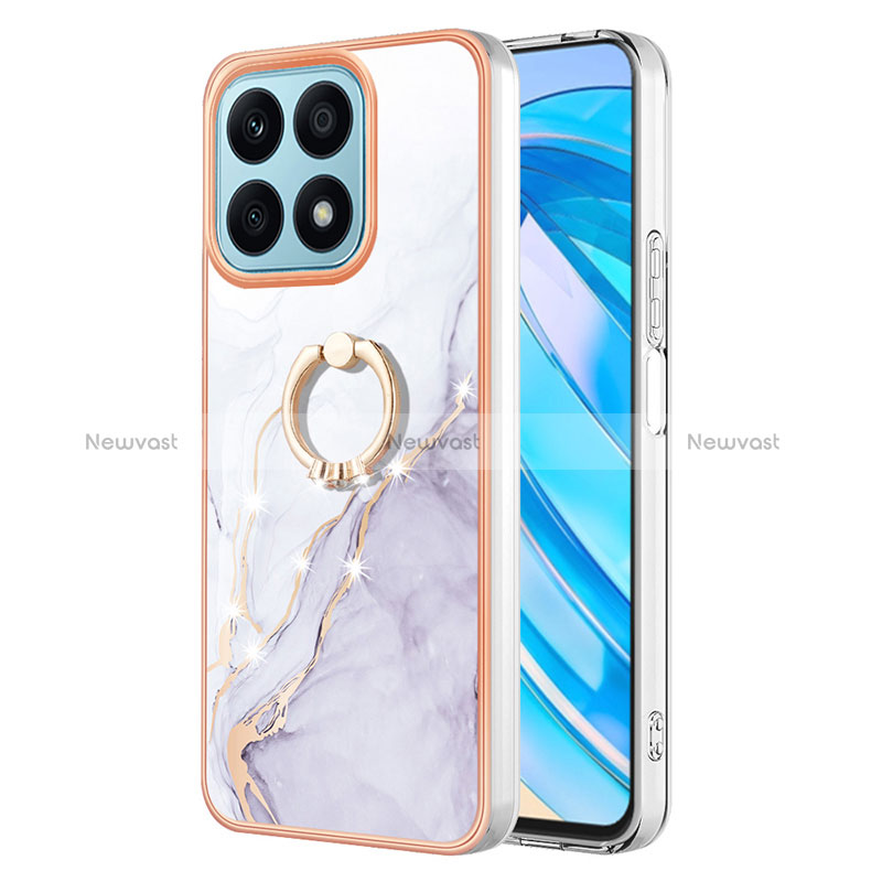 Silicone Candy Rubber Gel Fashionable Pattern Soft Case Cover with Finger Ring Stand Y05B for Huawei Honor X8a 4G