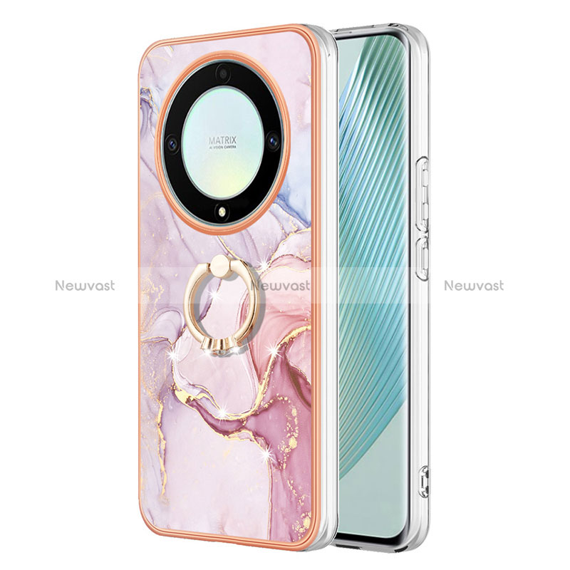 Silicone Candy Rubber Gel Fashionable Pattern Soft Case Cover with Finger Ring Stand Y05B for Huawei Honor X9a 5G