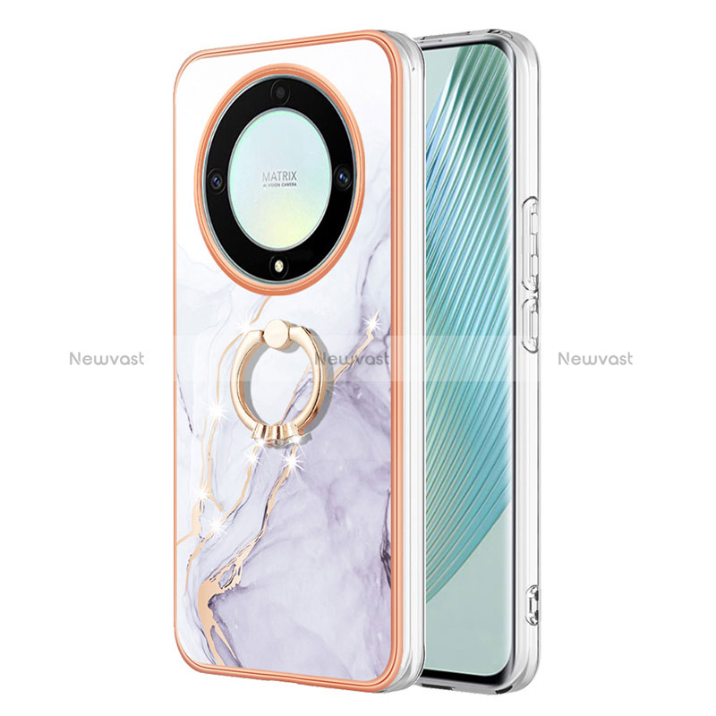 Silicone Candy Rubber Gel Fashionable Pattern Soft Case Cover with Finger Ring Stand Y05B for Huawei Honor X9a 5G