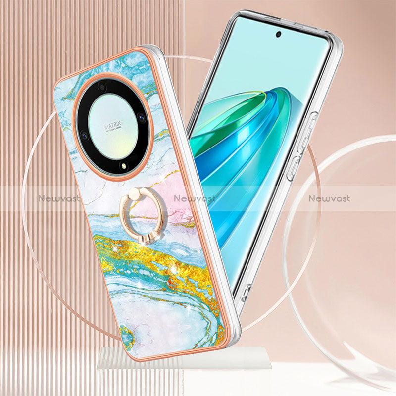 Silicone Candy Rubber Gel Fashionable Pattern Soft Case Cover with Finger Ring Stand Y05B for Huawei Honor X9a 5G