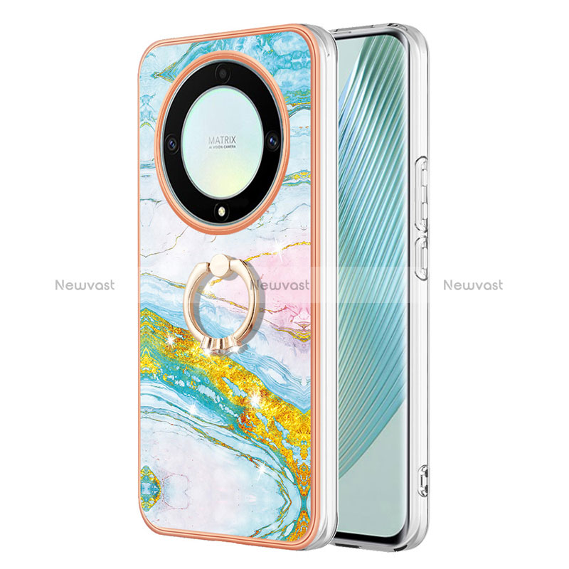 Silicone Candy Rubber Gel Fashionable Pattern Soft Case Cover with Finger Ring Stand Y05B for Huawei Honor X9a 5G Colorful
