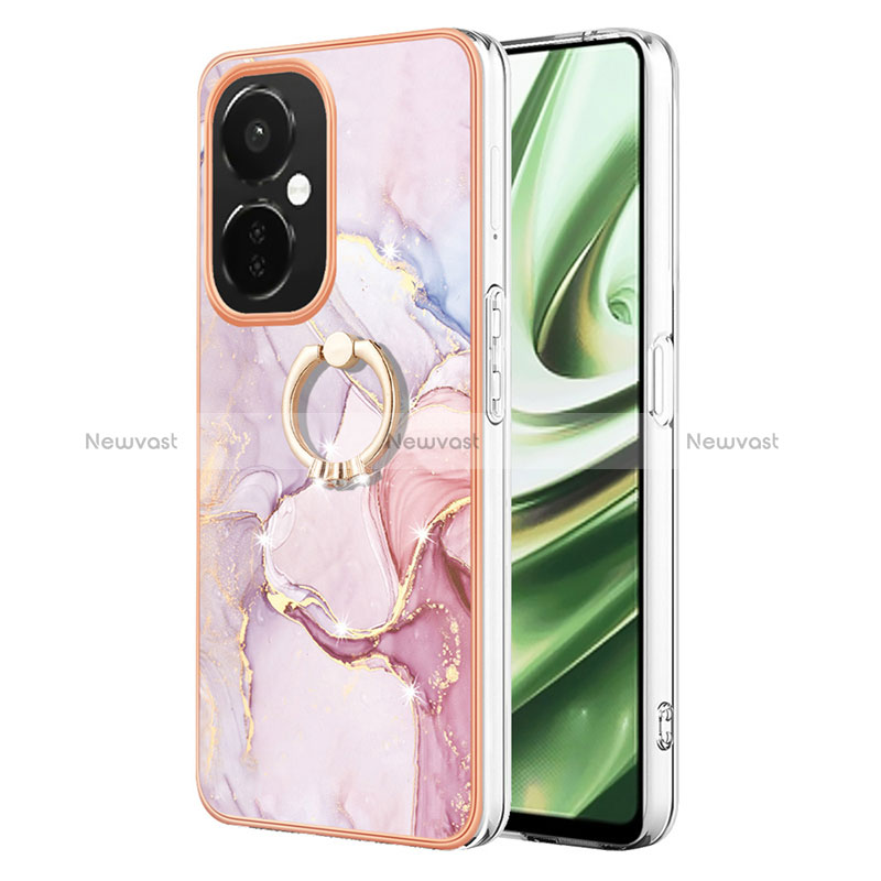 Silicone Candy Rubber Gel Fashionable Pattern Soft Case Cover with Finger Ring Stand Y05B for OnePlus Nord CE 3 Lite 5G Pink