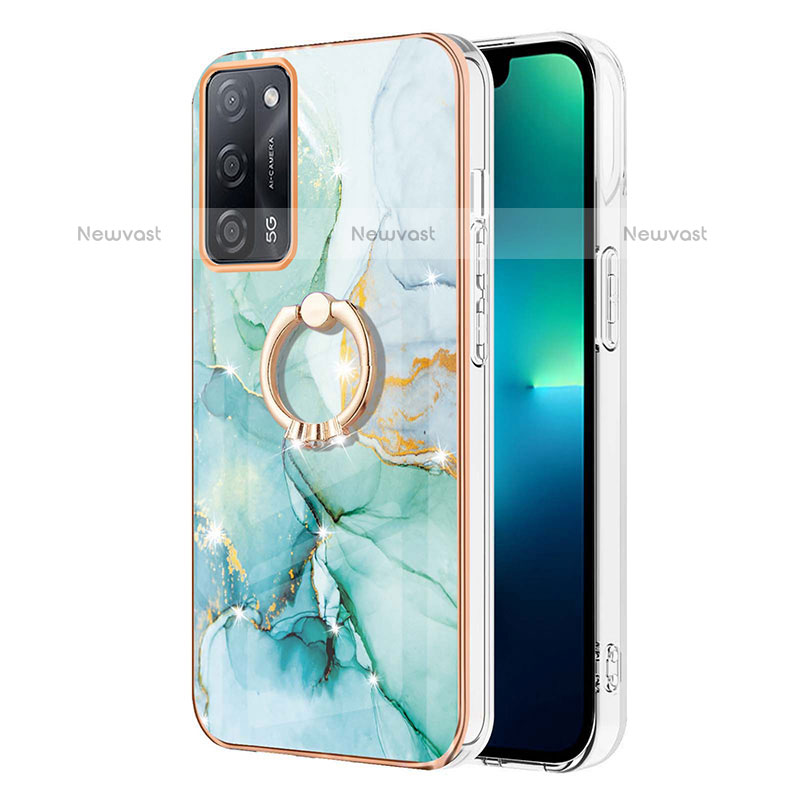 Silicone Candy Rubber Gel Fashionable Pattern Soft Case Cover with Finger Ring Stand Y05B for Oppo A55 5G