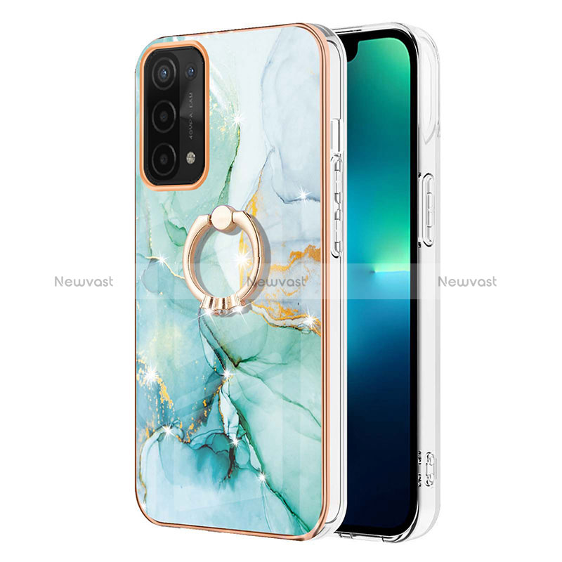 Silicone Candy Rubber Gel Fashionable Pattern Soft Case Cover with Finger Ring Stand Y05B for Oppo A74 5G