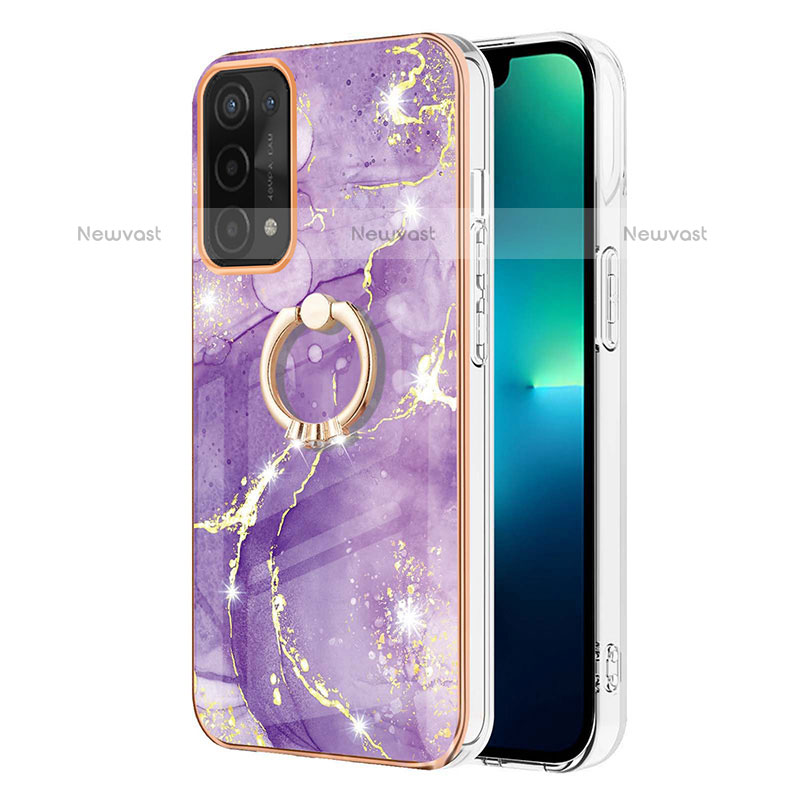 Silicone Candy Rubber Gel Fashionable Pattern Soft Case Cover with Finger Ring Stand Y05B for Oppo A93 5G