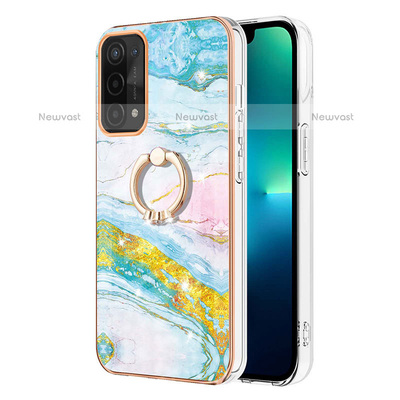 Silicone Candy Rubber Gel Fashionable Pattern Soft Case Cover with Finger Ring Stand Y05B for Oppo A93 5G Colorful