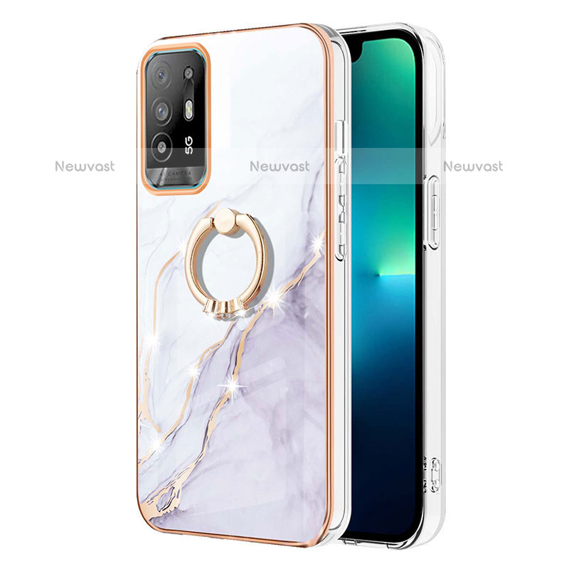 Silicone Candy Rubber Gel Fashionable Pattern Soft Case Cover with Finger Ring Stand Y05B for Oppo A95 5G White