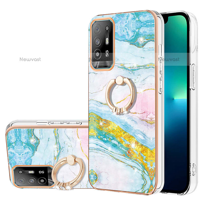 Silicone Candy Rubber Gel Fashionable Pattern Soft Case Cover with Finger Ring Stand Y05B for Oppo F19 Pro+ Plus 5G