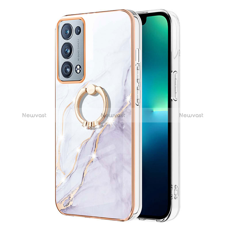 Silicone Candy Rubber Gel Fashionable Pattern Soft Case Cover with Finger Ring Stand Y05B for Oppo Reno6 Pro 5G