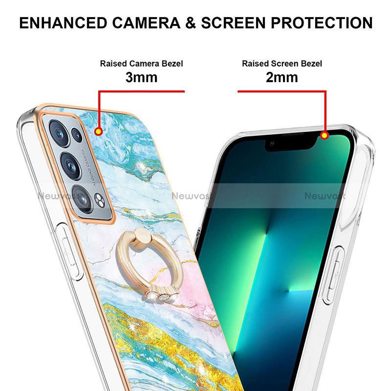 Silicone Candy Rubber Gel Fashionable Pattern Soft Case Cover with Finger Ring Stand Y05B for Oppo Reno6 Pro 5G
