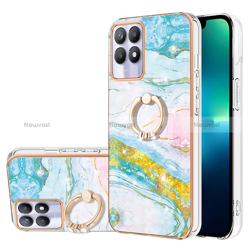 Silicone Candy Rubber Gel Fashionable Pattern Soft Case Cover with Finger Ring Stand Y05B for Realme 8i