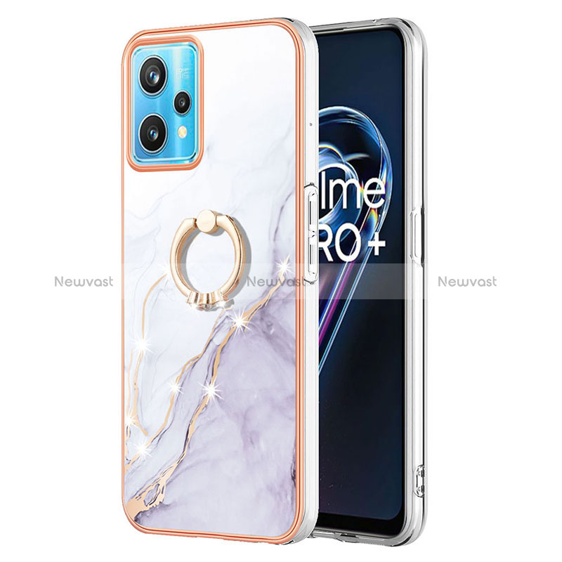 Silicone Candy Rubber Gel Fashionable Pattern Soft Case Cover with Finger Ring Stand Y05B for Realme 9 4G