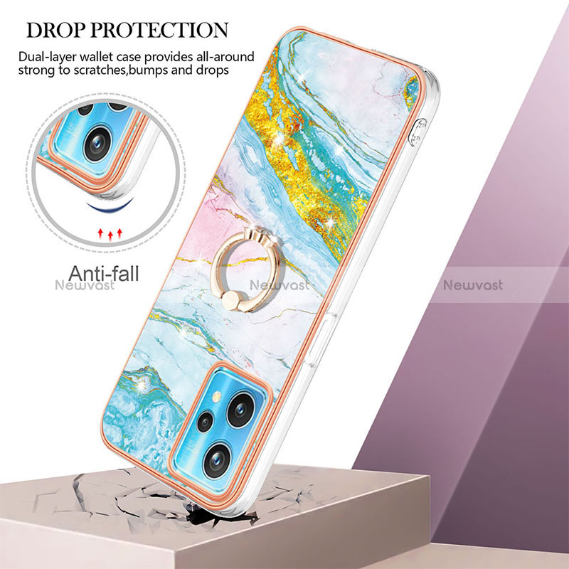 Silicone Candy Rubber Gel Fashionable Pattern Soft Case Cover with Finger Ring Stand Y05B for Realme 9 4G