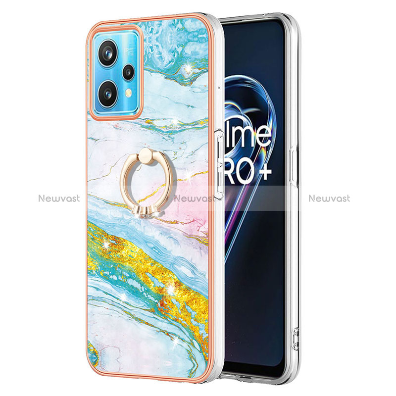 Silicone Candy Rubber Gel Fashionable Pattern Soft Case Cover with Finger Ring Stand Y05B for Realme 9 4G Colorful