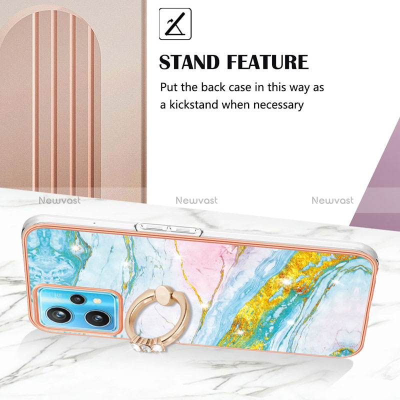 Silicone Candy Rubber Gel Fashionable Pattern Soft Case Cover with Finger Ring Stand Y05B for Realme 9 Pro 5G