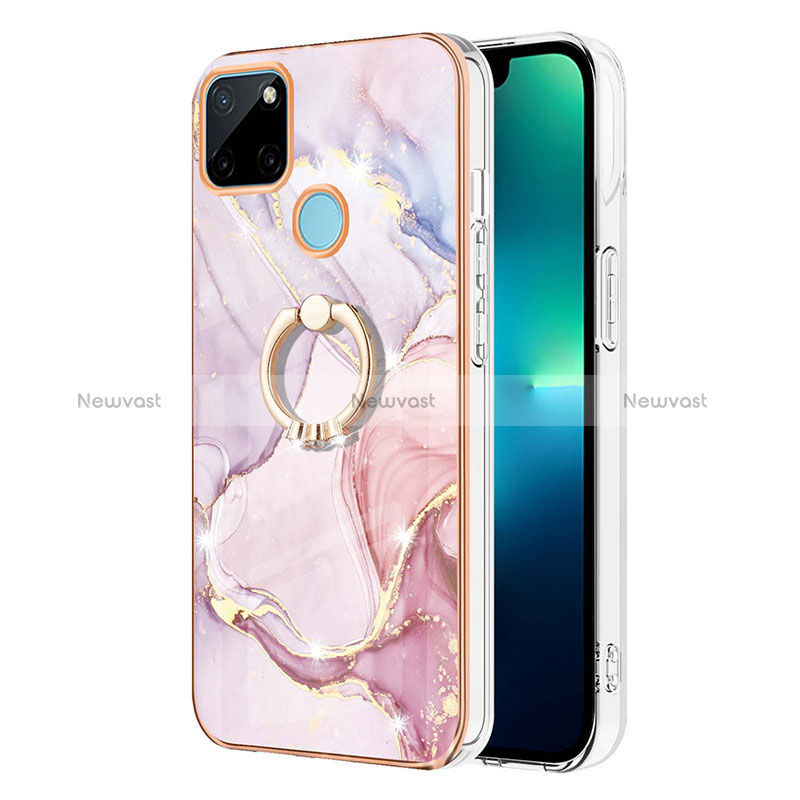 Silicone Candy Rubber Gel Fashionable Pattern Soft Case Cover with Finger Ring Stand Y05B for Realme C21Y