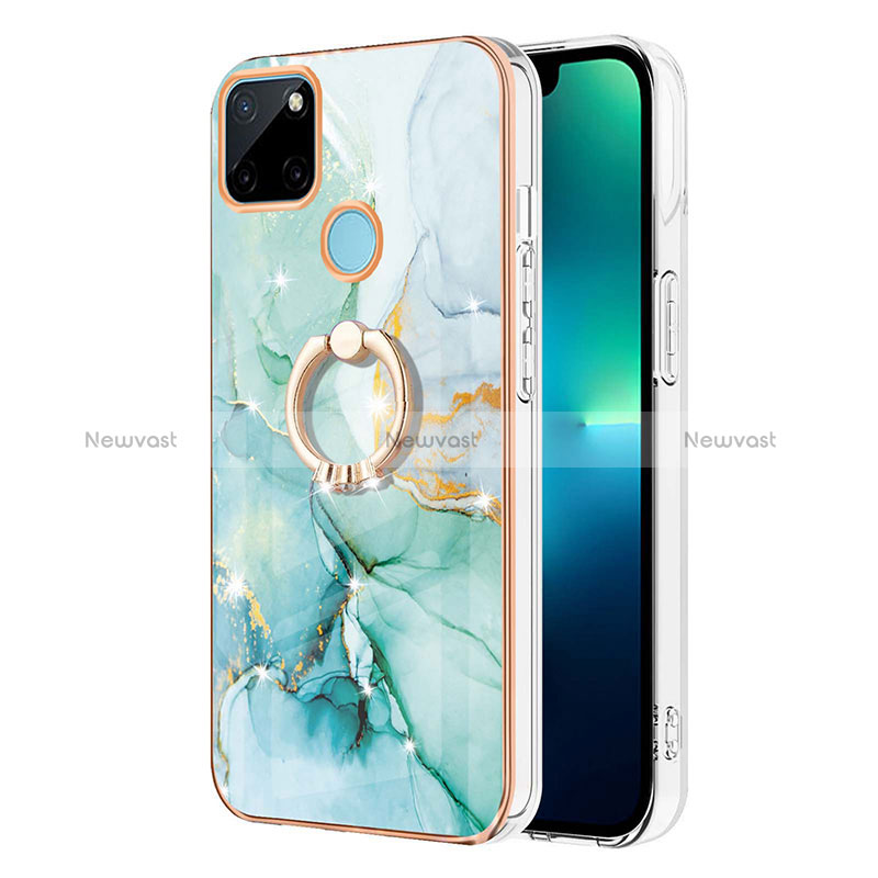 Silicone Candy Rubber Gel Fashionable Pattern Soft Case Cover with Finger Ring Stand Y05B for Realme C21Y