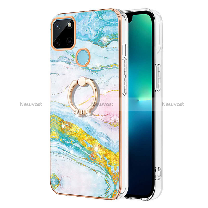 Silicone Candy Rubber Gel Fashionable Pattern Soft Case Cover with Finger Ring Stand Y05B for Realme C25Y