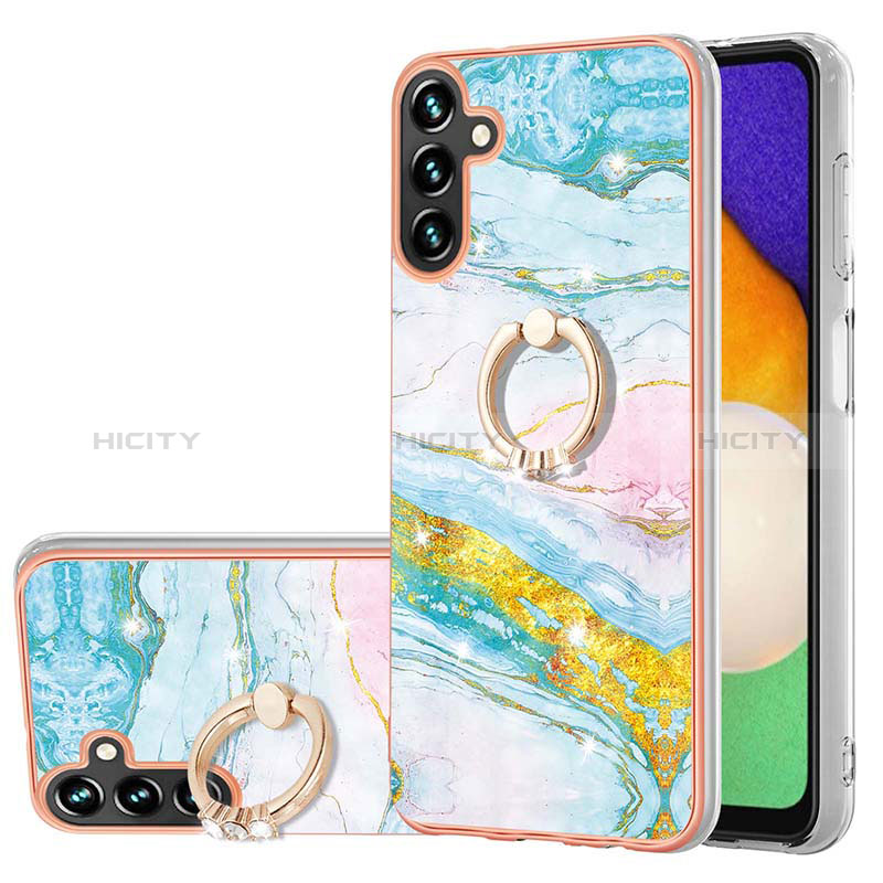 Silicone Candy Rubber Gel Fashionable Pattern Soft Case Cover with Finger Ring Stand Y05B for Samsung Galaxy A04s Colorful