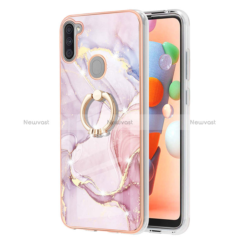 Silicone Candy Rubber Gel Fashionable Pattern Soft Case Cover with Finger Ring Stand Y05B for Samsung Galaxy A11