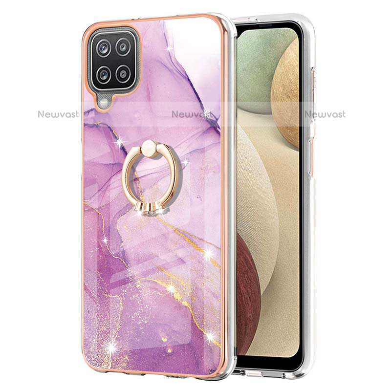 Silicone Candy Rubber Gel Fashionable Pattern Soft Case Cover with Finger Ring Stand Y05B for Samsung Galaxy A12