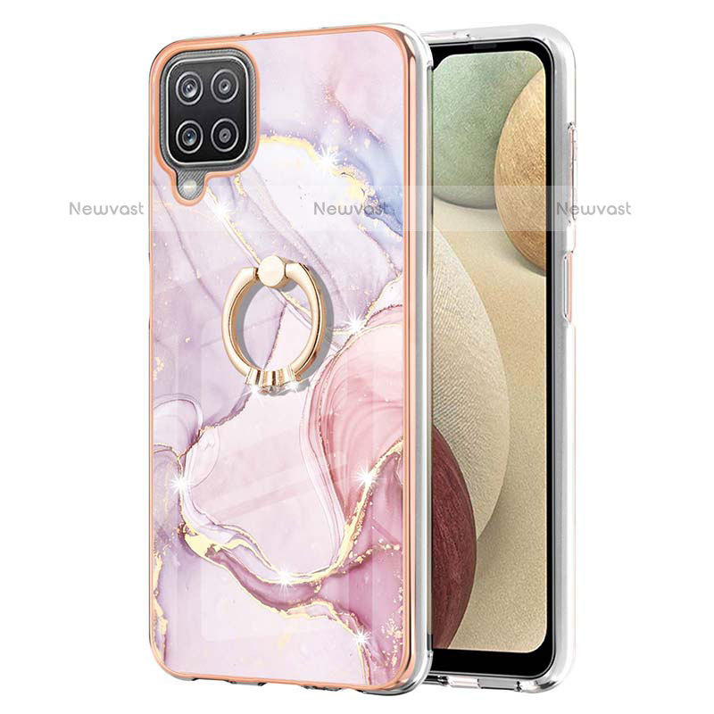 Silicone Candy Rubber Gel Fashionable Pattern Soft Case Cover with Finger Ring Stand Y05B for Samsung Galaxy A12