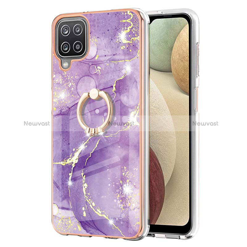 Silicone Candy Rubber Gel Fashionable Pattern Soft Case Cover with Finger Ring Stand Y05B for Samsung Galaxy A12 5G