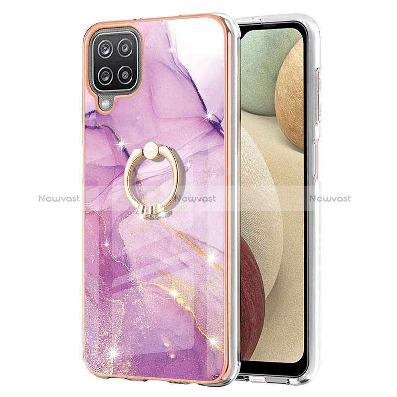 Silicone Candy Rubber Gel Fashionable Pattern Soft Case Cover with Finger Ring Stand Y05B for Samsung Galaxy A12 Nacho