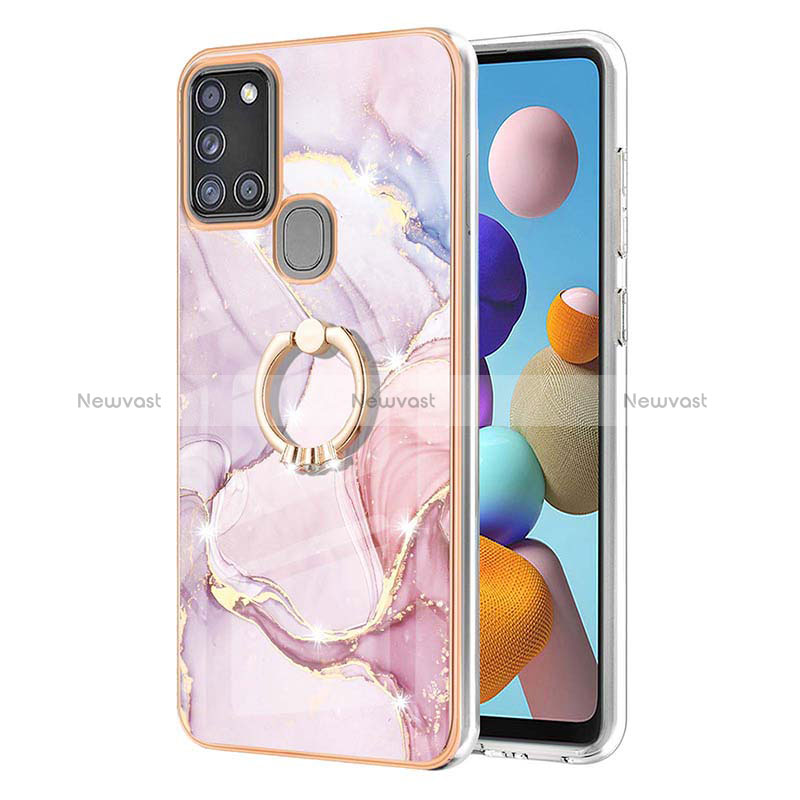 Silicone Candy Rubber Gel Fashionable Pattern Soft Case Cover with Finger Ring Stand Y05B for Samsung Galaxy A21s