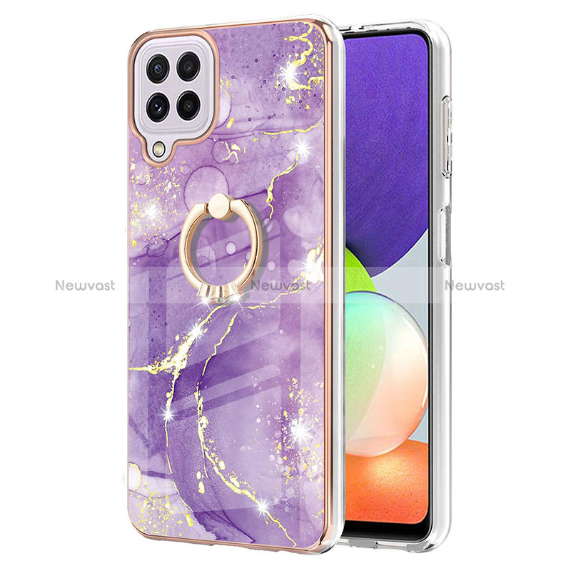 Silicone Candy Rubber Gel Fashionable Pattern Soft Case Cover with Finger Ring Stand Y05B for Samsung Galaxy A22 4G