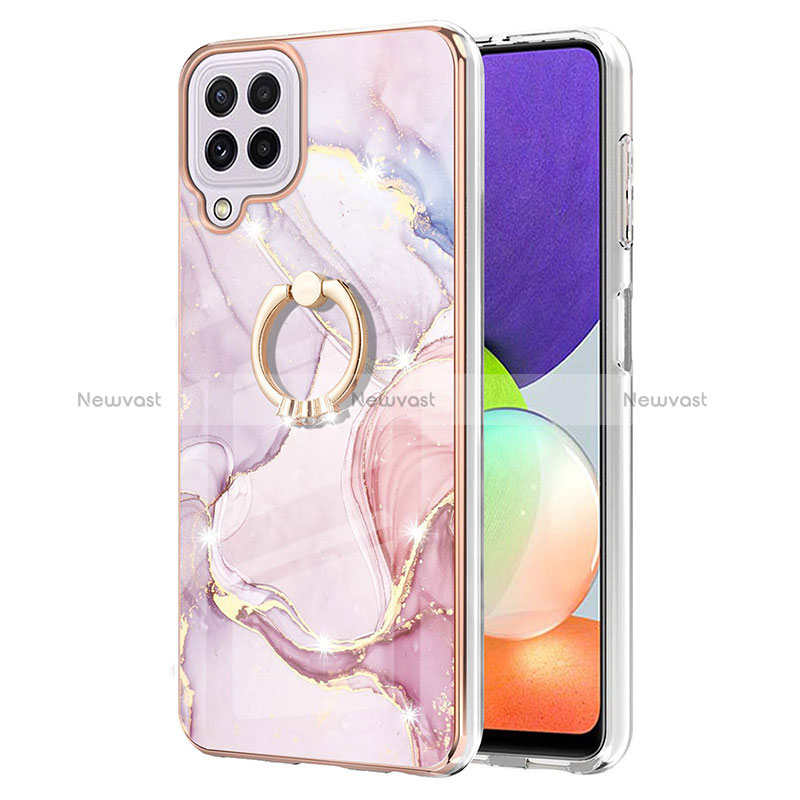 Silicone Candy Rubber Gel Fashionable Pattern Soft Case Cover with Finger Ring Stand Y05B for Samsung Galaxy A22 4G