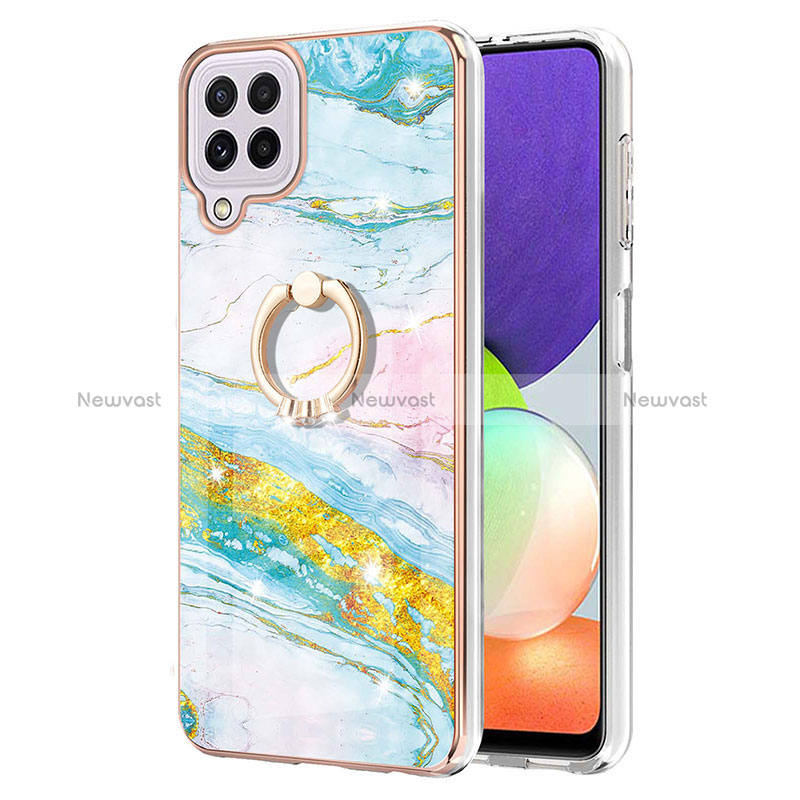 Silicone Candy Rubber Gel Fashionable Pattern Soft Case Cover with Finger Ring Stand Y05B for Samsung Galaxy A22 4G