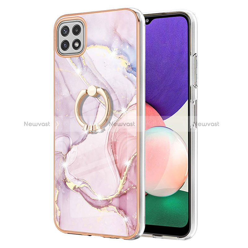Silicone Candy Rubber Gel Fashionable Pattern Soft Case Cover with Finger Ring Stand Y05B for Samsung Galaxy A22 5G