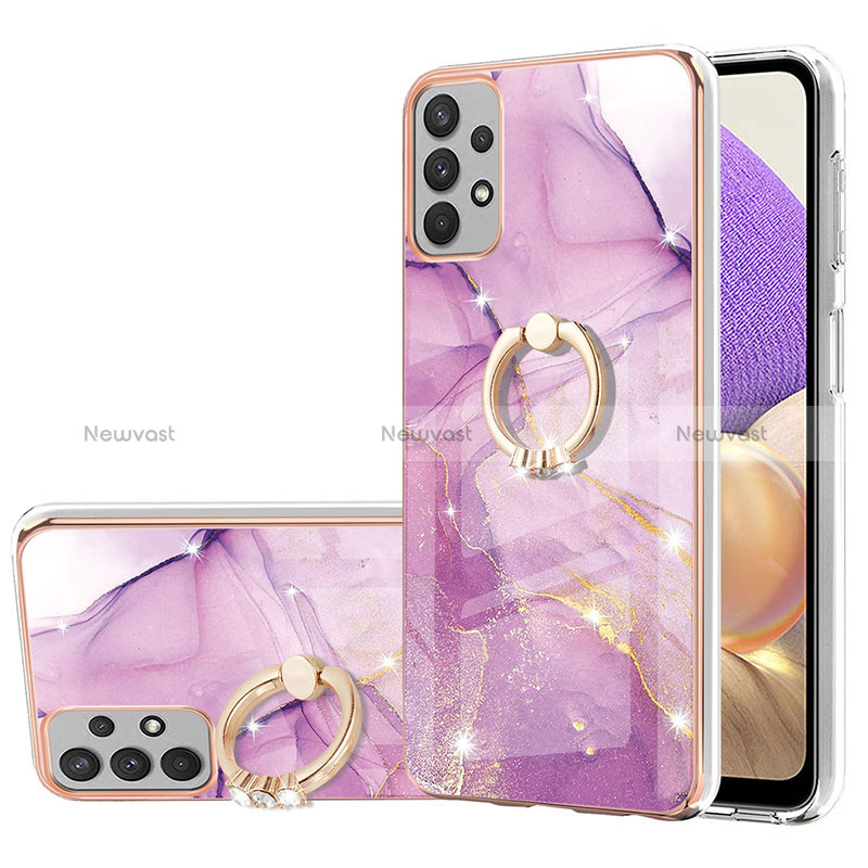 Silicone Candy Rubber Gel Fashionable Pattern Soft Case Cover with Finger Ring Stand Y05B for Samsung Galaxy A23 4G Clove Purple