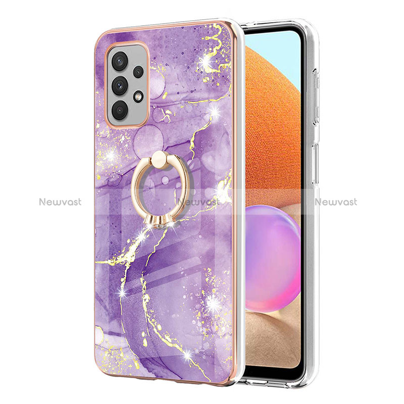 Silicone Candy Rubber Gel Fashionable Pattern Soft Case Cover with Finger Ring Stand Y05B for Samsung Galaxy A32 4G