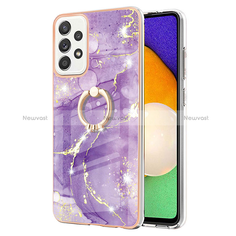 Silicone Candy Rubber Gel Fashionable Pattern Soft Case Cover with Finger Ring Stand Y05B for Samsung Galaxy A52 4G