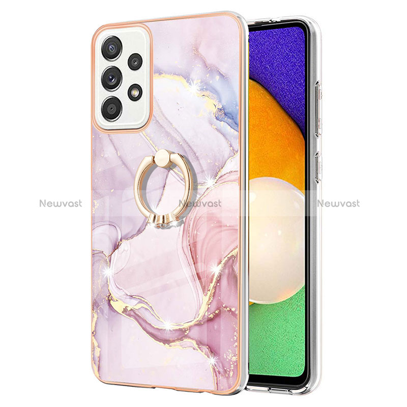 Silicone Candy Rubber Gel Fashionable Pattern Soft Case Cover with Finger Ring Stand Y05B for Samsung Galaxy A52 5G