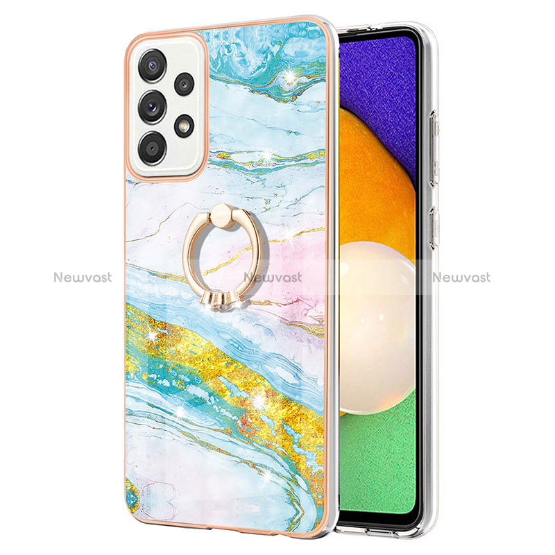 Silicone Candy Rubber Gel Fashionable Pattern Soft Case Cover with Finger Ring Stand Y05B for Samsung Galaxy A52 5G