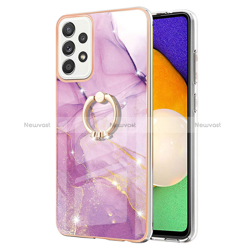 Silicone Candy Rubber Gel Fashionable Pattern Soft Case Cover with Finger Ring Stand Y05B for Samsung Galaxy A52s 5G