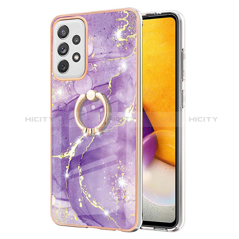 Silicone Candy Rubber Gel Fashionable Pattern Soft Case Cover with Finger Ring Stand Y05B for Samsung Galaxy A72 5G